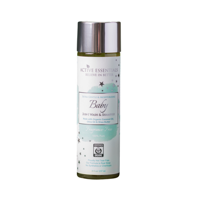 Baby Wash & Shampoo w/ Organic Coconut Oil, Olive Oil & Shea Butter- 8oz